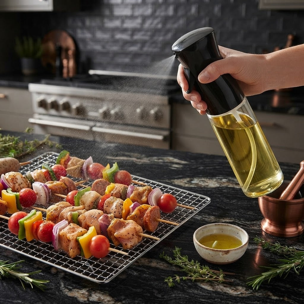 Oil Sprayer – Easy Refill BBQ Cooking Spray Bottle & Kitchen Dispenser
