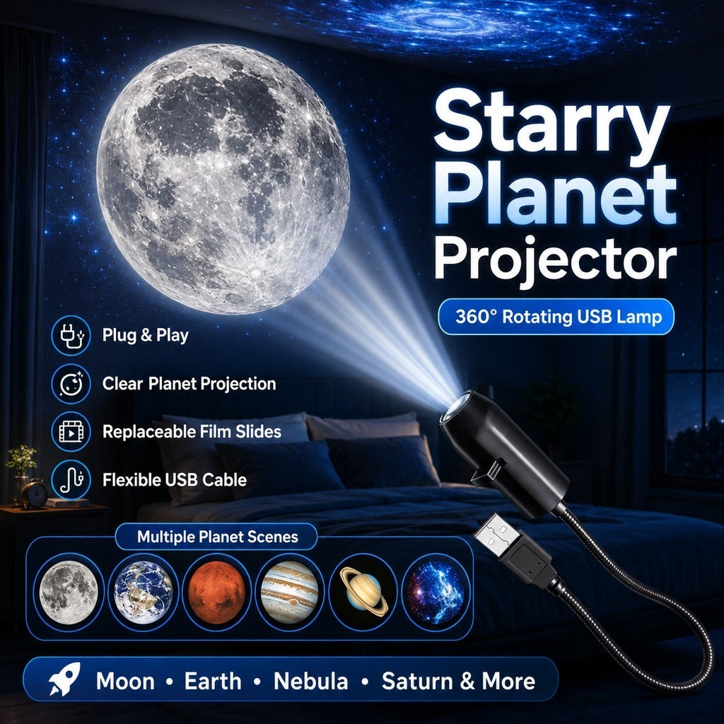 USB Moon & Earth Projection Lamp – 6-Lens Starry Sky Light